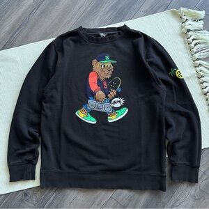 [SOLD] Vintage Stussy Bear Graphic Black Sweatshirt